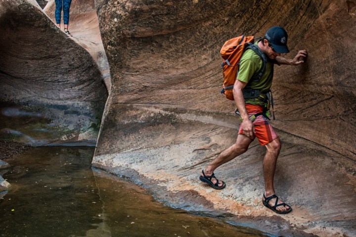 a man in a pool of water