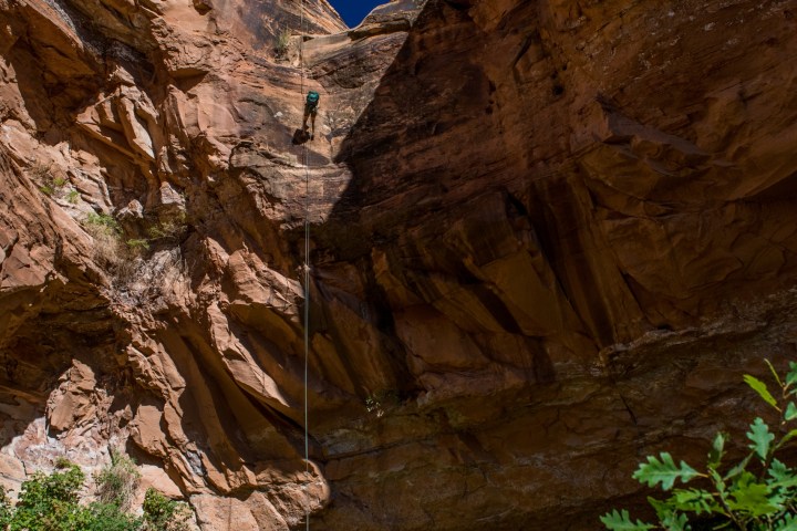a canyon with a mountain in the background