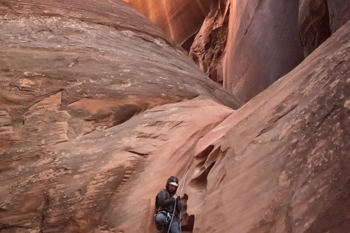 a canyon with a mountain in the background