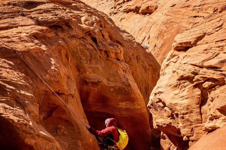 a canyon with a mountain in the background